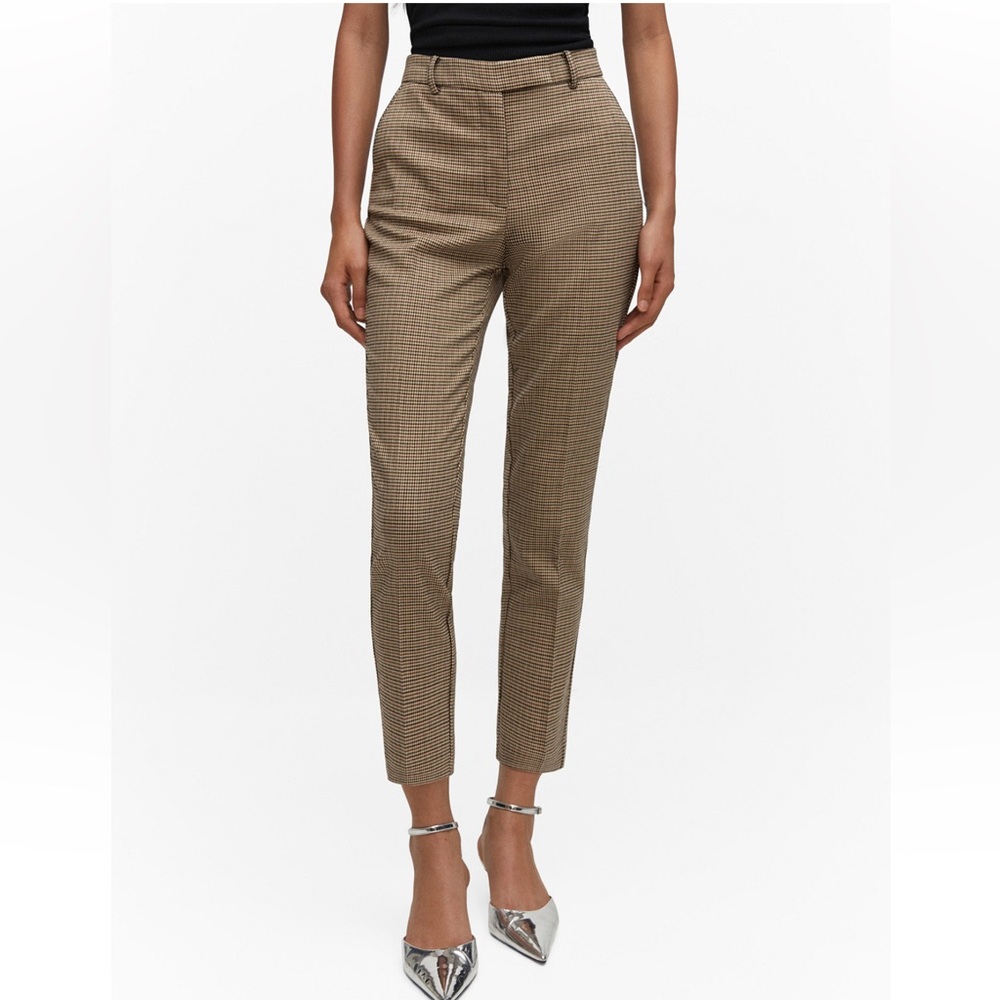 Mango Houndstooth Skinny Straight Ankle Pants